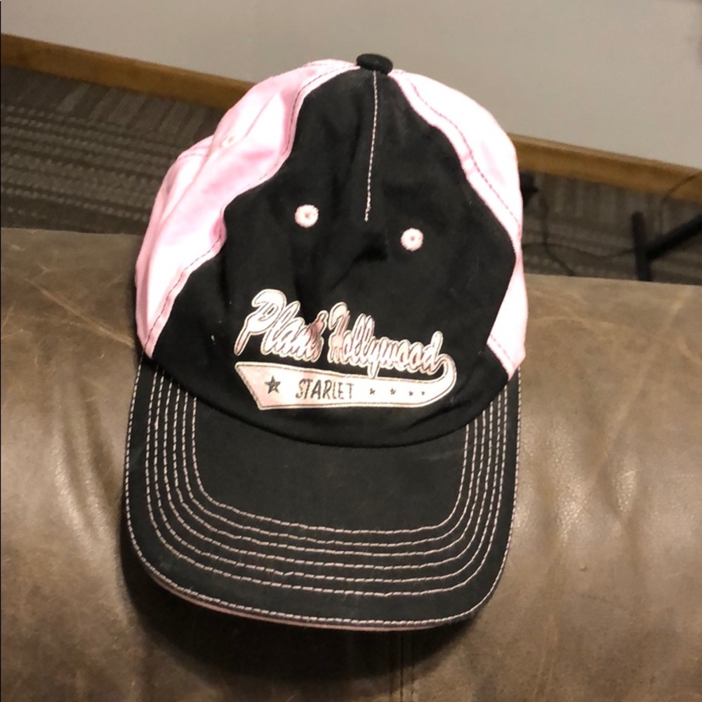 Planet Hollywood hat, pink and black.
